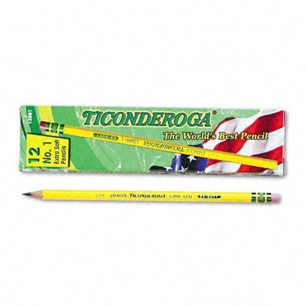 Dixon DIX Ticonderoga Woodcase Pencil B no.1 Yellow Barrel Dozen DZ - DIX DI56216